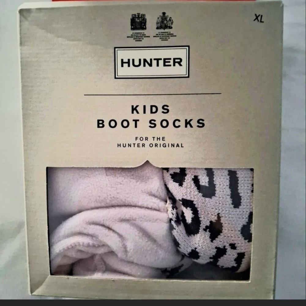 Hunter Boot Socks Thick  Pink White Black LIFS GIRLS XL Animal Cheetah Leopard